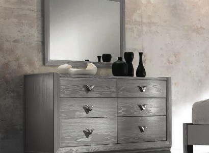 Kommode Spiegel Garnitur Holz Designer Kommoden Schrank Regal Italien Set 2tlg.